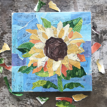 Sunflower Collage Art, art, collaging, SUNFLOWER COLLAGE ART   By Arty  Crafty Kids